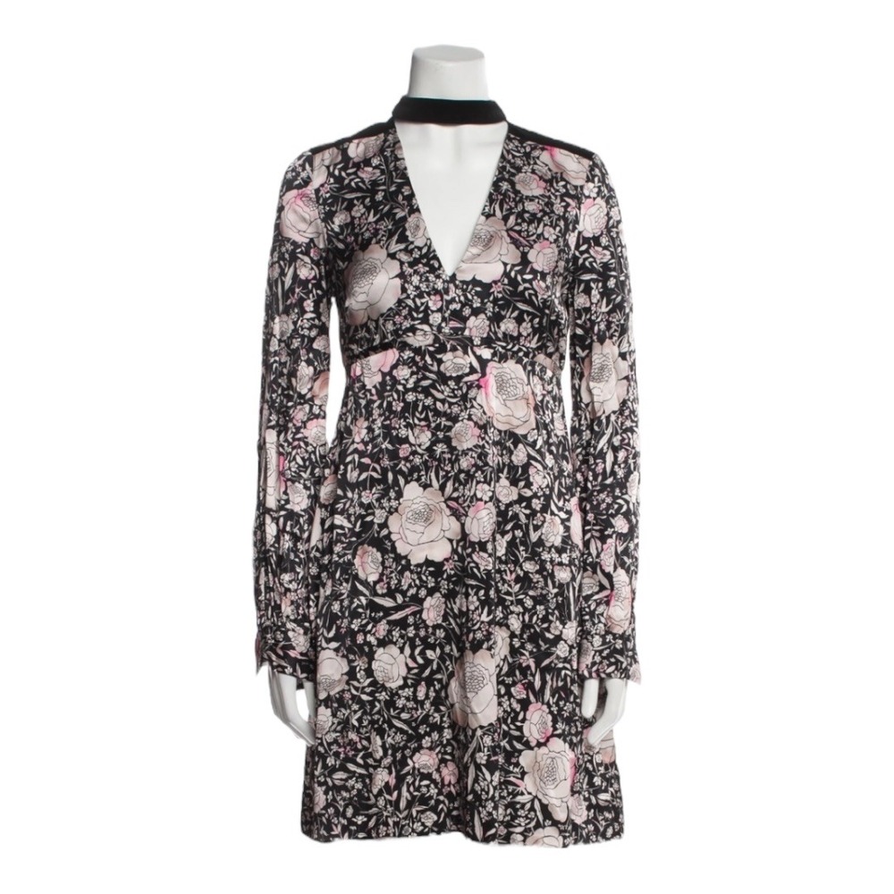 Jill Stuart Camilla Floral Print Mini Dress Velvet Trim and Cut Out Mock Neck  2 - Picture 2 of 10